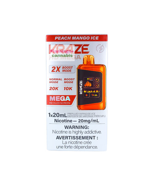 Kraze HD Mega 20k Disposable 20mg MB Peach Mango Ice