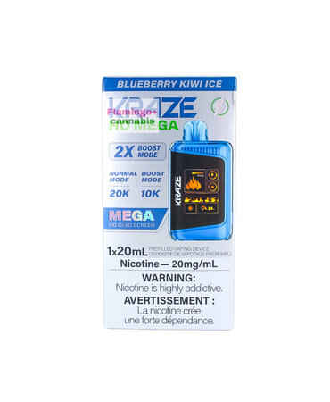 Kraze Kraze HD Mega 20k Disposable 20mg MB Blueberry Kiwi Ice Kraze Kraze HD Mega 20k Disposable 20mg MB Blueberry Kiwi Ice