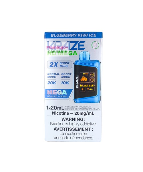 Kraze HD Mega 20k Disposable 20mg MB Blueberry Kiwi Ice