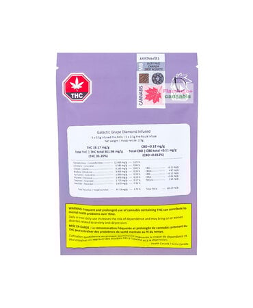 Virtue Cannabis Virtue Cannabis Galactic Grape Indica Diamond Infused Pre-Rolls 5X0.5G