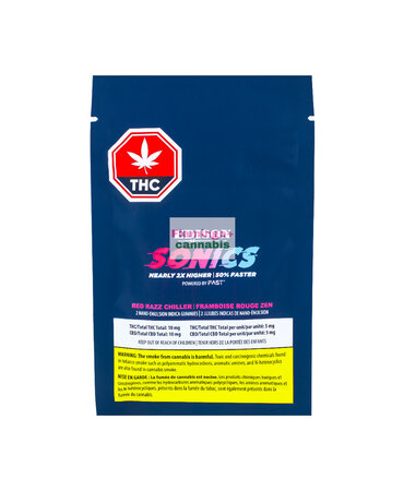 Edison Edison Sonics Red Razz Chiller 1:1 Nano Gummies 2X5MG Edison Edison Sonics Red Razz Chiller 1:1 Nano Gummies 2X5MG