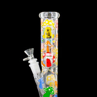 10" Glow In The Dark Straight Tube Bong Mushroom
