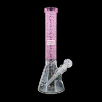 O Cobra 14" Sandblasted Geometric Beaker Bong Pink