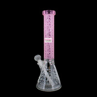 O Cobra 14" Sandblasted Geometric Beaker Bong Pink