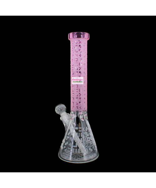 O Cobra 14" Sandblasted Geometric Beaker Bong Pink