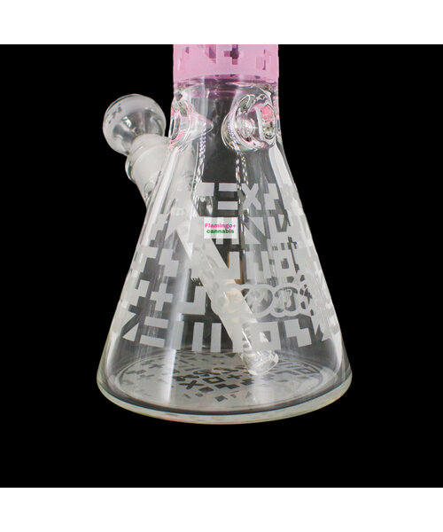 O Cobra 14" Sandblasted Geometric Beaker Bong Pink