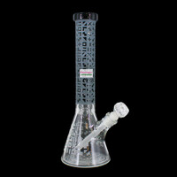 O Cobra 14" Sandblasted Geometric Beaker Bong Smoke