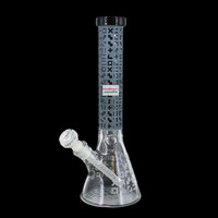 O Cobra 14" Sandblasted Geometric Beaker Bong Smoke