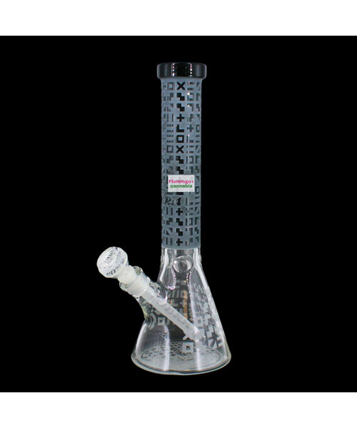 O Cobra 14" Sandblasted Geometric Beaker Bong Smoke