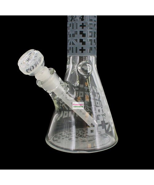 O Cobra 14" Sandblasted Geometric Beaker Bong Smoke
