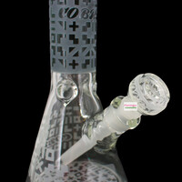 O Cobra 14" Sandblasted Geometric Beaker Bong Smoke