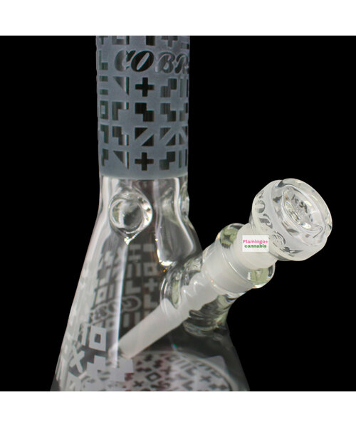 O Cobra 14" Sandblasted Geometric Beaker Bong Smoke