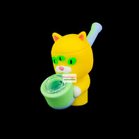 4" Three-Eyed Cat Silicone Pipe (w/Secret Stash)