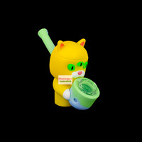4" Three-Eyed Cat Silicone Pipe (w/Secret Stash)