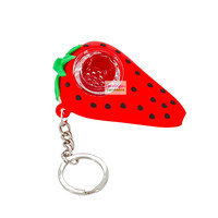 Lit Silicone 2.75" Strawberry Hand Pipe w/Key Ring