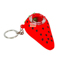 Lit Silicone 2.75" Strawberry Hand Pipe w/Key Ring