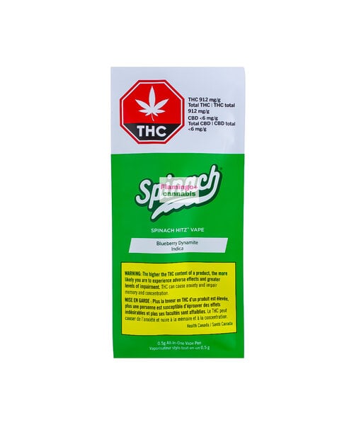 Spinach Hitz Blueberry Dynamite Indica Disposable 0.5G
