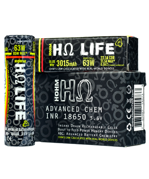 BATTERY HOHMTECH LIFE4 18650 3015MAH 22.1AMP (Grey/Yellow)