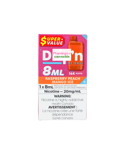 Drip'N Super Value 8ml Disposable 16k Puffs MB Raspberry Peach Mango