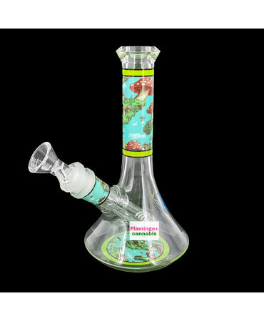 Pulsar Pulsar Design Series 6.75" Beaker Bong  Floating Mushrooms Pulsar Pulsar Design Series 6.75" Beaker Bong  Floating Mushrooms