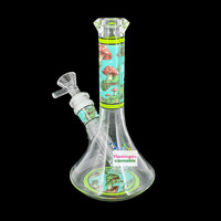 Pulsar Design Series 6.75" Beaker Bong  Floating Mushrooms