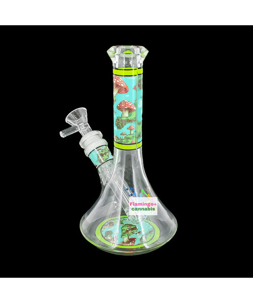 Pulsar Design Series 6.75" Beaker Bong  Floating Mushrooms