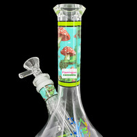 Pulsar Design Series 6.75" Beaker Bong  Floating Mushrooms