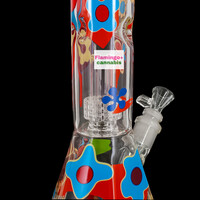 Cheech & Chong 15" Power to the Flower Dual Chamber Hex Base Beaker Bong