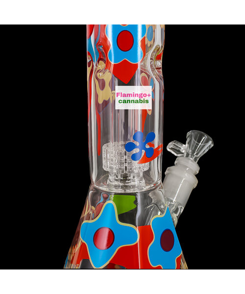 Cheech & Chong 15" Power to the Flower Dual Chamber Hex Base Beaker Bong