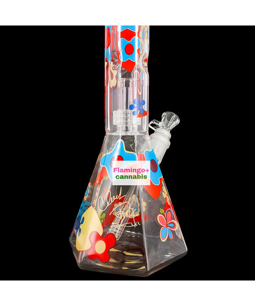Cheech & Chong 15" Power to the Flower Dual Chamber Hex Base Beaker Bong