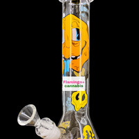 Red Eye Glass 12" Smiley Face Beaker Bong