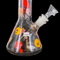 Red Eye Glass 12" Smiley Shrooms Beaker Bong