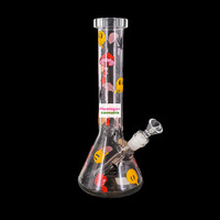 Red Eye Glass 12" Smiley Shrooms Beaker Bong