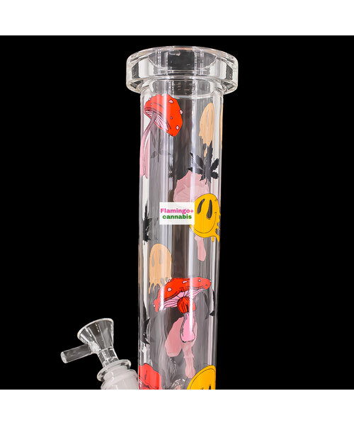 Red Eye Glass 12" Smiley Shrooms Beaker Bong