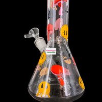 Red Eye Glass 12" Smiley Shrooms Beaker Bong