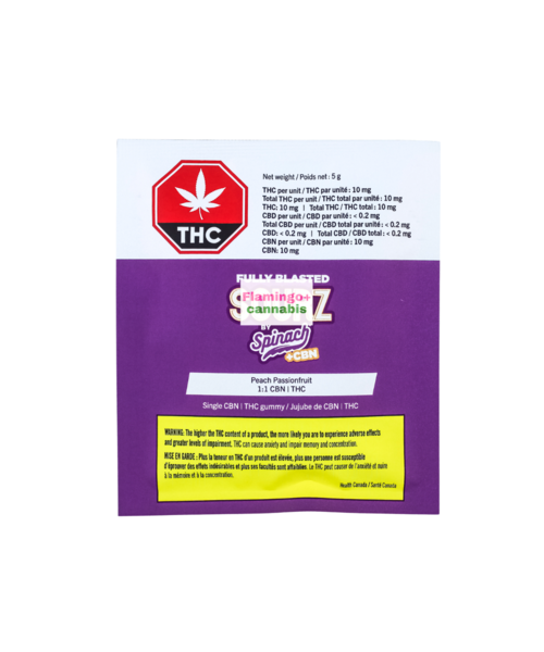 Spinach Sourz Peach Passion 1:1 THC:CBN Gummy X1