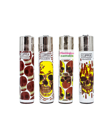 Clipper Clipper Refillable Lighter Skull Fire Design Clipper Clipper Refillable Lighter Skull Fire Design