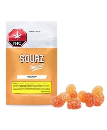 sourz Spinach Sourz Peach Orange Hybrid 1:1 Gummies 5X2MG