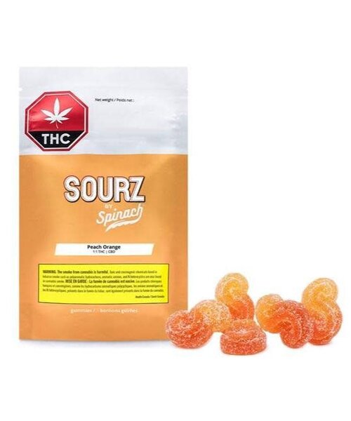 Spinach Sourz Peach Orange Hybrid 1:1 Gummies 5X2MG