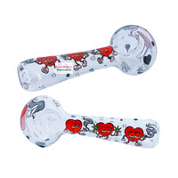 Red Eye Glass 4.5" Smokin' Hearts Spoon Pipe