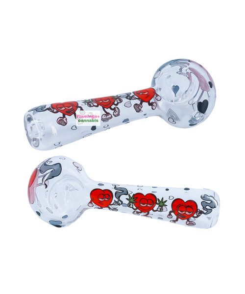 Red Eye Glass 4.5" Smokin' Hearts Spoon Pipe