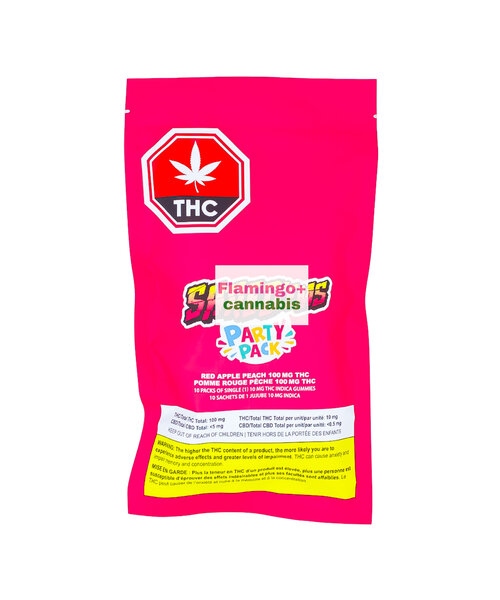 Shred'Ems Party Pack Red Apple Peach Max10 Indica Gummies 10X10MG