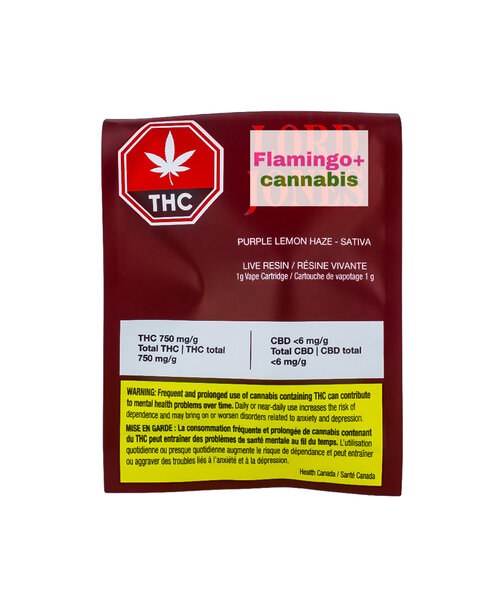 Lord Jones Purple Lemon Haze Sativa Live Resin Cartridge 1G