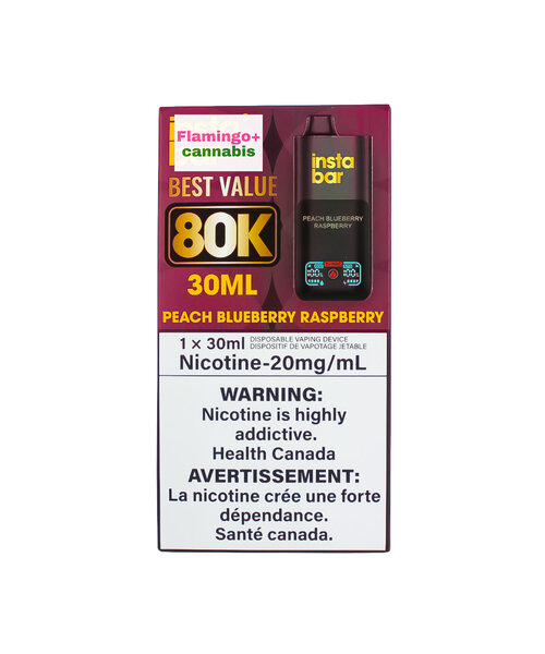 Insta Bar 80k Puff Rechargeable Disposable MB Peach Blueberry Raspberry