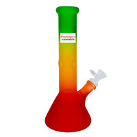 Red Eye Glass 10" Frosted Beaker Bong Rasta