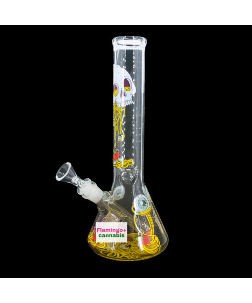 Red Eye Glass 12" Spaghetti Skull Beaker Bong
