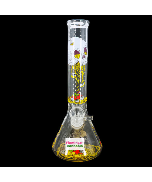 Red Eye Glass 12" Spaghetti Skull Beaker Bong