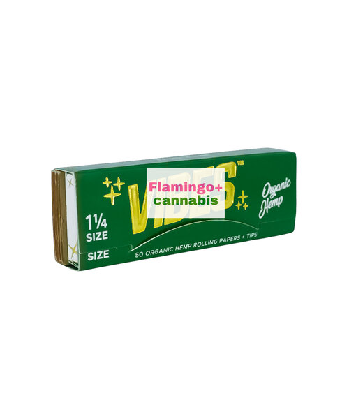 VIBES Organic Hemp 1 1/4" Papers w/Tips (Green)