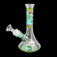 Pulsar Design Series 6.75" Beaker Bong  Floating Mushrooms
