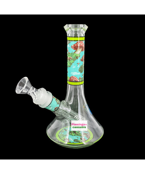 Pulsar Design Series 6.75" Beaker Bong  Floating Mushrooms